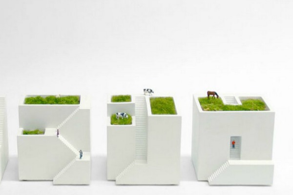 Flower pots in the form of mini homes